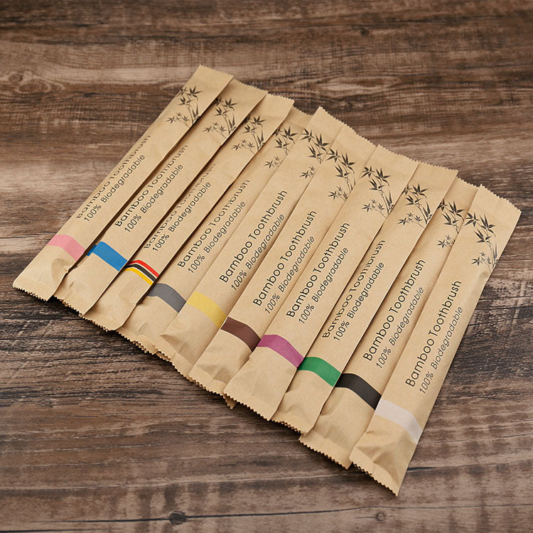 Natural Bamboo Toothbrush | different color bamboo brushes in packet.