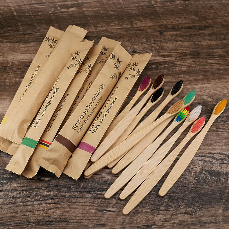 Natural Bamboo Toothbrush | bunch of colorful bamboo brushes 