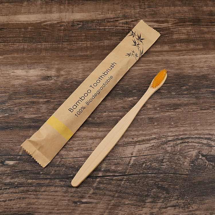 Natural Bamboo Toothbrush | color orange 