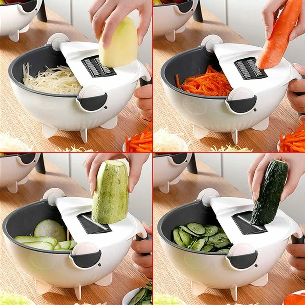 9 in 1 Multifunctional Vegetable Cutter With Drain Basket | Cutting 4 different vegetables 