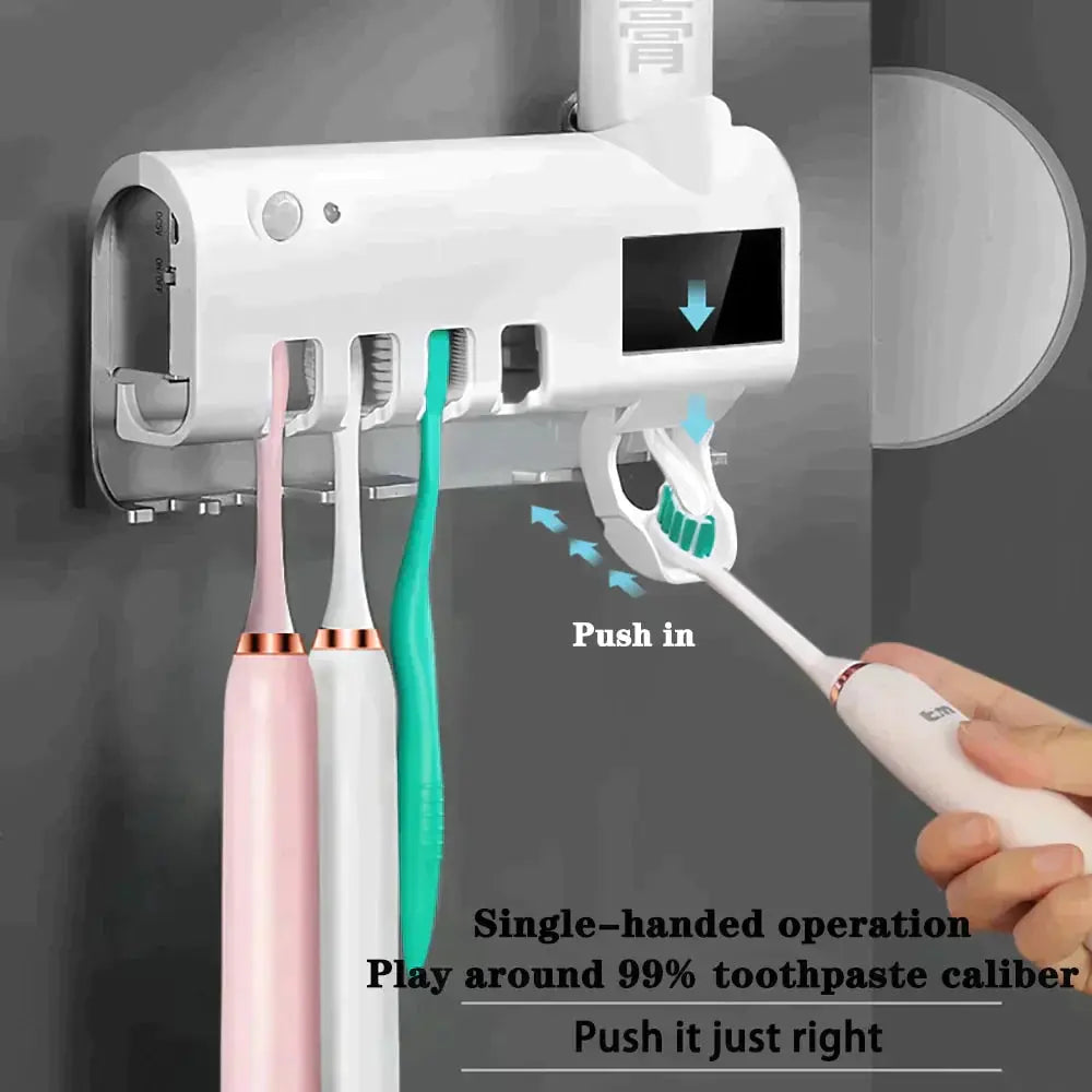 Solar Toothbrush Dispenser Holder | putting paste on the toothbrush