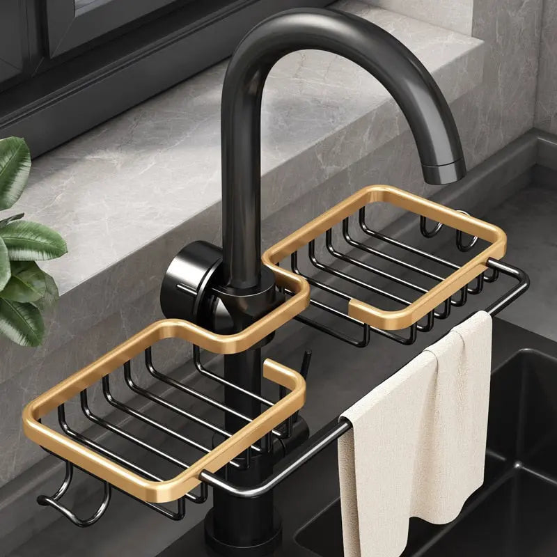 Kitchen Space Aluminum Sink Drain Rack Mazallz